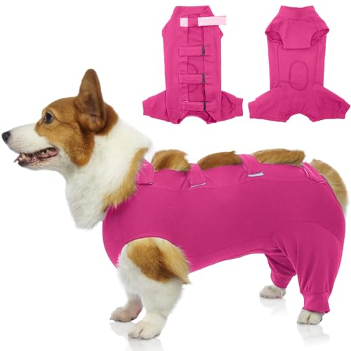 IECOii Hundebody Nach Op,Hundebody Nach Kastration Rüde,Atmungsaktive Hundebody Nach Op Hündin,E-Halsband Alternative Nach Hund Body Operation,Anti-Wundlecken Op Body für Mittelgröße Hunde,Rosered,M