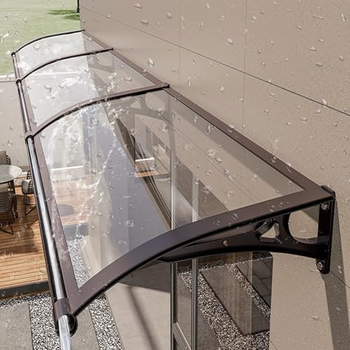 Modern Front Door Awnings with Aluminum Bracket, Overhang for Windows & Canopies, Rain Gutter Protection, UV Protection (L60*W100cm/L24*W72cm)