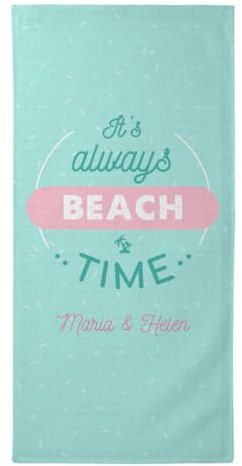 Wanapix | Toalla Playa Personalizada | Toallas Piscina | Toalla Playa Grande | Toalla Playa Mujer y Hombre | 100x200 cm | Beach Time