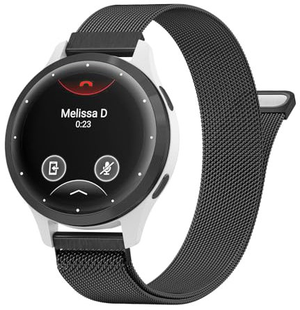 Oumida Bracelet pour Fossil Femme Gen 6/Fossil Femme Gen 5E, 18mm bracelet acier inoxydable pour Vivoactive 4S/Venu 2S/Venu 3S/Vivomove 3S, Noir