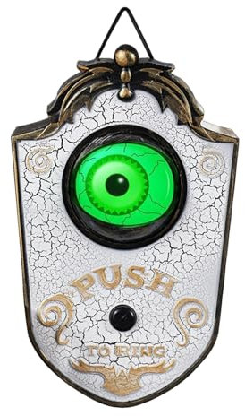 OPAHUTER Sonnette Halloween, Sonnette effrayante d’Halloween, Sonnette de Porte Animée Lumineuse, Sonnette avec Sons effrayants, Sonnette De Globe Oculaire pour Accessoire de fête d'halloween