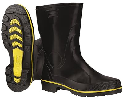 Scheibler Gummistiefel - Nitril-Stiefel halbhoch wasserdicht - Regenstiefel aus Nitril - Rain Boots mit rutschfester Sohle und Kälteschutz - Gummi-Stiefeletten - schwarz