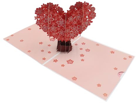 CENPEK 3D Pop Up a Forma di Cuore Fiore Albero Biglietto d'auguri Carte Regalo Fatte a Mano Regali di Compleanno Carta Regalo di Nozze di San Valentino Regali di Natale di Anniversario