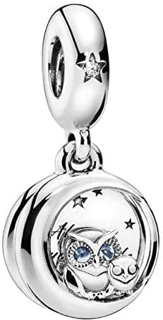 Lkwidi Charmes Immer an Ihrer Seite Eule Dangle Charms-Anhänger 925 Sterling Silber Charm Bead Pendant für Europäische Armbänder und Halsketten