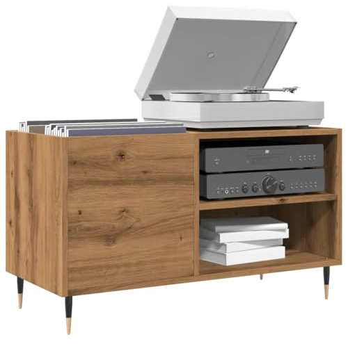 Gecheer Mobile Porta Dischi Rovere Artigianale 84,5x38x48cm Multistrato,Contenitore per Vinili,Armadietto Porta CD,Mobiletto Multiuso,Mobili Soggiorno,Libreria,Armadio di Stoccaggio,P857241