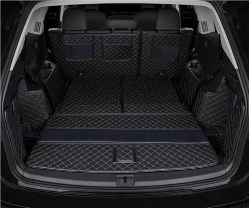 PENGNAQP Kompatibel mit VW für Tiguan für Allspace 7 Sitze 2018-2023 Spezielle Kofferraummatten wasserdichte Kofferraumteppiche Cargo Liner-Abdeckung Kofferraummatte(Black with Black)