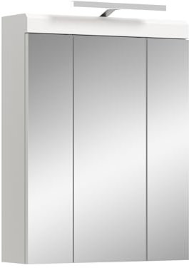 xonox.home Bad Scout X06A9726 Spiegelschrank Spiegel Medizinschrank inkl. Beleuchtung in weiß Nachbildung und weiß Hochglanz tiefzieh, ca. B/H/T: 60x79x18 cm