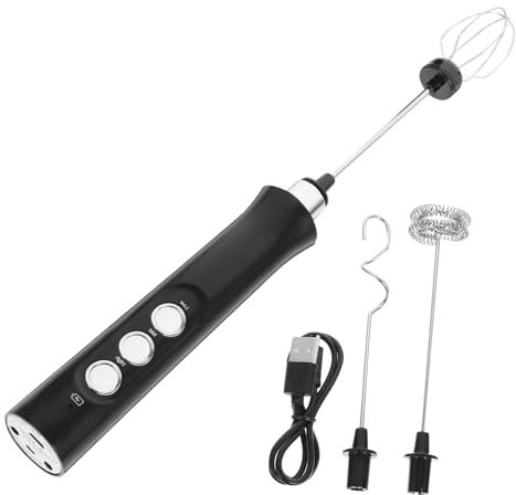 Holibanna Batidor Eléctrico Portátil Usb, Espumador De Leche Recargable, Batidora De Mano Pequeña, Color Negro, Velocidad Ajustable, Para Café y Batidos, Diseño Compacto y Liviano