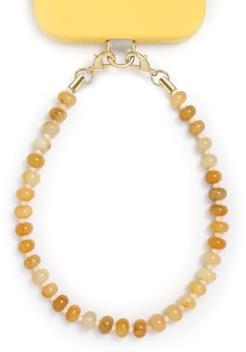 Posadina Handykette aus Naturstein, Handmade kurzer Handyanhänger mit Perlen, Beaded Handyband Phone Charm mit passgenauer Lasche