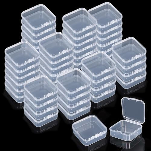Hlimior 120 Pcs Small Plastic Storage Boxes, Drawer Organiser with Lid, Clear Stackable Container for Bathroom Kitchen Cupboard Fridge Desk Bead Makeup Vanity Pencil Craft, Waterproof Shelf Basket