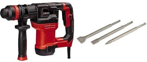 Einhell Martillo de demolición TE-DH 5 (5 J, asidero amortiguado en vibraciones, asidero adicional ajustable flexible, incl. E-Box) + Set de cinceles SDS