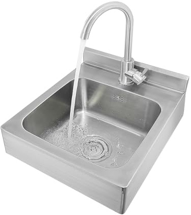 Wandmontiertes Handwaschbecken aus Edelstahl mit Wasserhahn – Professionelles Catering-Spülbecken für Küche, Bad, Toilette und gewerbliche Nutzung – Langlebig und leicht zu reinigen
