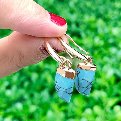 TTDGYYXW Naturstein Dangle Ohrringe für Frauen Malachiten türkis rosa Kristall Tiger Augen Aventurinen Stein