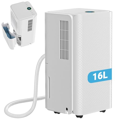 Vkechh Luftentfeuchter 16L/24H, Entfeuchter Elektrisch Leise 38dB,Entfeuchter Keller für Raumgrößen bis zu 120m³(30m²),Raumentfeuchter mit 3 Modi, Digitalanzeige, 24H-Timer,Dehumidifiers for Home
