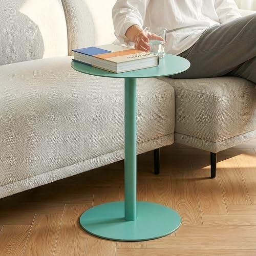 [en.casa] Beistelltisch Nastätten Gartentisch Couchtisch mit Metallgestell rund Sofatisch modernes Design für Wohnzimmer Schlafzimmer Balkon Terrasse 50 x 40 cm Mintgrün