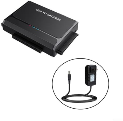 Convertidor IDE a USB 3.0 para HDD SSD de 2.5 3.5 pulgadas para unidad sata, lector de disco duro externo con adaptador de corriente, solución de respaldo rápido, negro (estándar de EE. UU.)