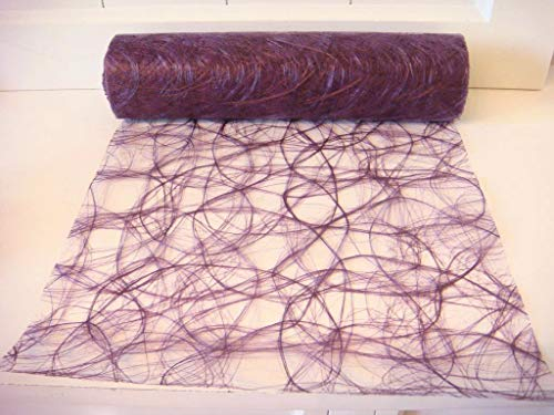 HKT Home Deco Sizoweb aubergine dunkellila violett lila Tischdeko Tischband Tischläufer Tischdecke Vlies Deko 150cm lang, 30cm breit