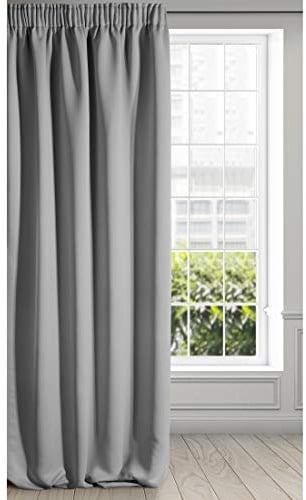 Eurofirany Logan Vorhang Blickdicht, Blackout, Satin Verdunkelungsvorhang mit Kräuselband-1 STK. Elegant, Glatt, Einfarbig, Wohnzimmer, Schlafzimmer, Silber, 135x270 cm