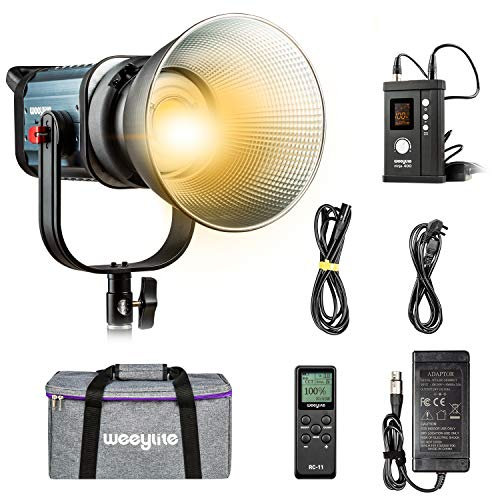 Weeylite 150W LED Videoleuchte 2500K-8500K dimmbare Bi-Farbe, Strobe Studioleuchte mit Fernbedienung APP und Tragetasche, Dauerlicht mit Bowens Mount für Videoaufnahmen, Tiktok, Porträt uw.