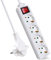 EXTRASTAR Steckdosenleiste 4-Fach, Flachstecker Mehrfachsteckdose mit Save Energy-Schalter, Flacher Stecker mit 1.5m Kabel, IP20, 16A, 3680W, Weiβ