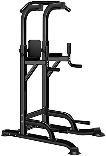 MAXSTRENGTH Multi Gyms Power Tower Dip-Station, vertikale Kniehebung, Pull Chin, Push Up, Workout, Fitness, Schwarz