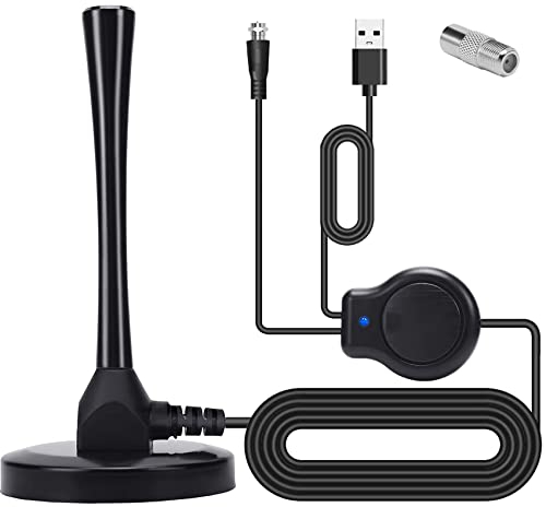 GeekerChip Antena TV Interior,Antena portátil Ideal,con Amplificador de Señal Inteligente con Base magnética Estable,Soporte 4K 1080P HD VHF UHF para Canales Locales