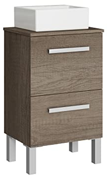 Baikal Badezimmermöbel-Set, 45 cm, inkl. Möbel mit Waschbecken, Melamin 16, montiert, Oberteil + Waschbecken, ohne Spiegel, Zwei Schubladen von Nebraska