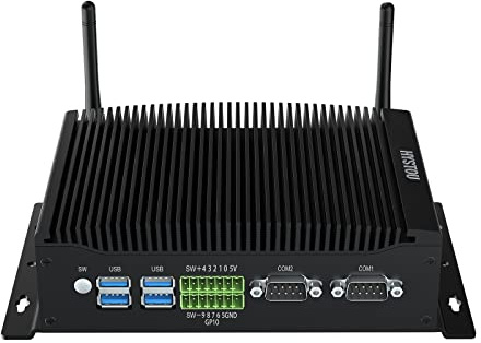 HYSTOU Mini Industriecomputer, Windows 11pro I7-10810U (bis zu 4,9 GHz) Lüfterloser Mini PC, Desktop Computer, 4K Dreifachanzeige, WIFI2.4G+5.0G, TPM2.0, 2 RJ45 LAN