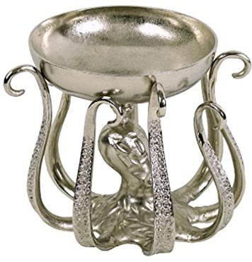 itsisa Schale Oktopus 40x29 cm aus Alu - Edle Schale Krake, Deko Schale Octopus, Silber