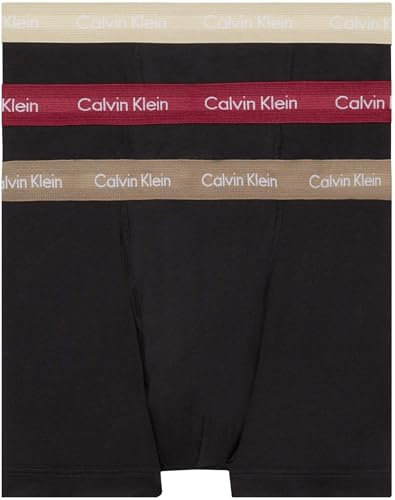Calvin Klein Men’s 3 Pack Trunks, Black (B- Rumba, Caribou, Black Wbs), S