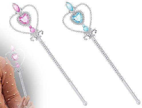 KAPSING Zauberstab Kinder, 2 Stück Prinzessin zauberstab Glitzer, Rosa Zauberstäbe Fee und Blau Stern Zauberstab Feenstab, für Geburtstag Hochzeit Cosplay Rollenspiel