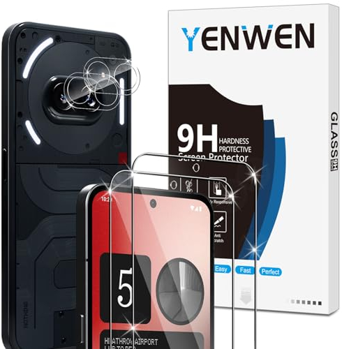 Yenwen Protector de Pantalla para Nothing Phone (2a) / Phone (2a) Plus, 2 Piezas Cristal Templado con 2 Piezas Protector de Lente de Cámara, 9H Dureza Ultra Resistente Vidrio Templado