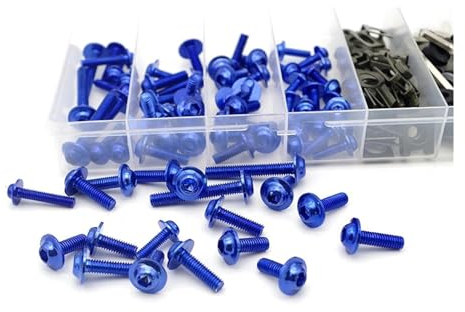 Motorrad Muttern Schrauben Für YA&MAHA 155 Für Aerox 650 Für Xvs Für Aerox 50 Für Banshee 350 Xj600 Xj6 184 PCS Universal Motorrad Verkleidung Schraube Mutter Set(Blau)