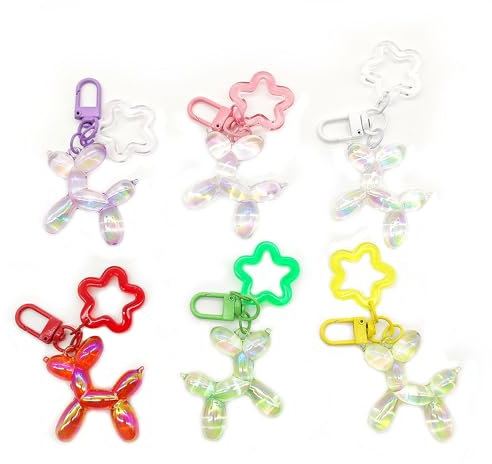Hayaww 6 Stück Ballon Hund Design Schlüsselanhänger Schlüsselanhänger Hund Key Chain Haustierschlüsselanhänger Autoschlüsselanhänger Schlüsselanhänger für Autoschlüssel,Handtasche,Geldbörse