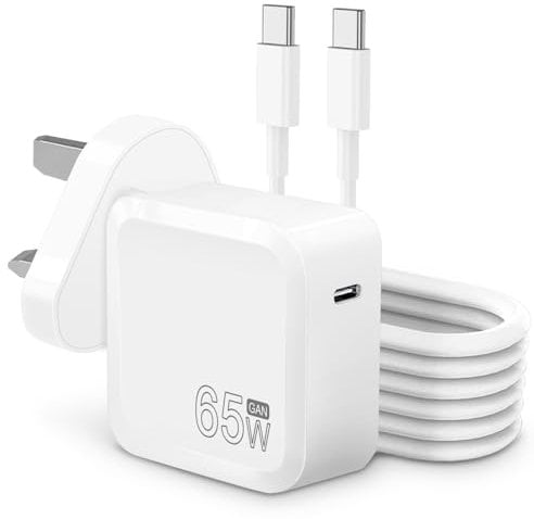 65W Mac Book Pro/Air USB C Charger - Fast Travel Laptop Charger Adapter for Mac Book Pro/Air,13,14,15,16 inch,i Pad, i Phone 14 Pro,and ALL USB C Type C Device 5.9 ft C to C Cable Included