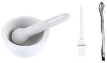 3.2inch Ceramic Mortar and Pestle Set, Small Pill Crusher,Porcelain Grinding Bowls, Spice Mill Grinder Set, Ceramic Mixing Grinding Bowl Set, Include Brush and stainless steel Spoon