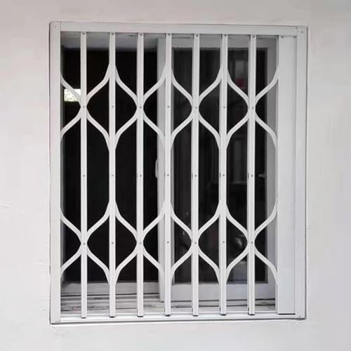 Rejas para Ventanas Exteriores Rejas Abatibles Blancas de Metal para Ventanas, Rejas de Seguridad para Ventanas con Cerradura, Rejas de Seguridad Antirrobo para Ventanas/ Reja para Ventanas, Extra Anc