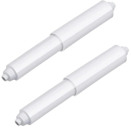 2 Pcs Plastic Toilet Tissue Roll Holder & Paper Holder Insert, Spring Loaded Spindle Replacement Roller For Bathroom WC (White)