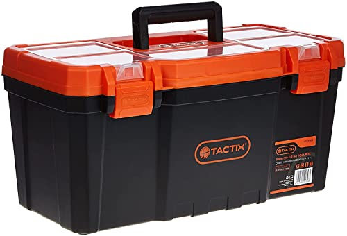 Tactix 320100 una caja de herramientas de plástico, 50 cm/19 pulgadas, Negro/Naranja