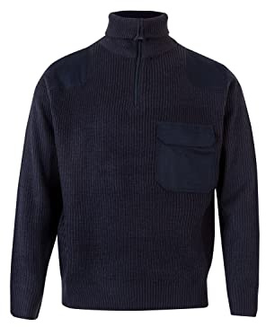 Velilla 101; Chunky Knit Turtleneck Sweater; Navy Blue; Size M