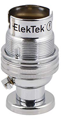 Lampenfassung, ungeschaltet, Bajonettsockel, B22, mit Rückplatte, Abdeckung und Schrauben, Chrom