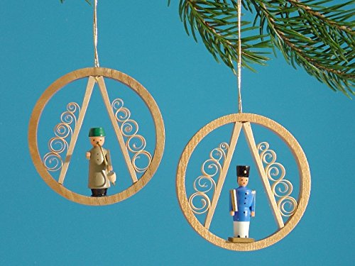 Rudolphs Schatzkiste Baumbehang Nussknacker & Räuchermann im Ring bunt BxH 5,5x5,5cm NEU Christbaum Christbaumschmuck Weihnachten Baumschmuck Holzschmuck Holz Seiffen Erzgebirge Strauchbehang