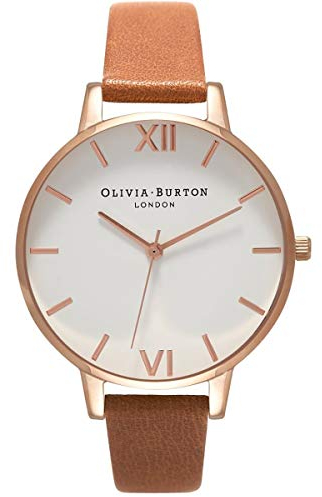 Olivia Burton Analog Quarzuhr für Damen mit Braunes Lederarmband - OB16BDW19