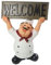KiaoTime Koch Figur mit WILLKOMMEN Schild Tafel Plaque Zuhause Küche Koch Statue Restaurant Dekor 8 Weiß