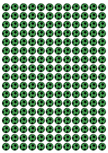 204 Aufkleber, Fußball, Sticker, 15 mm, grün/schwarz, aus PVC, Folie, bedruckt, selbstklebend, EM, WM, Bundesliga