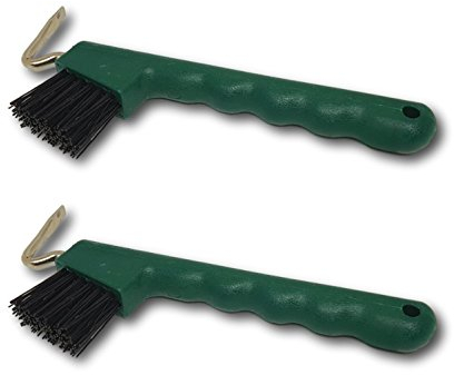 Hufkratzer für Pferde Esel Ziegen Huf mit extra Stabiler Bürste und ergonomischen Griff (2X grün)
