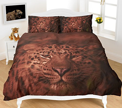 EHD 3D Animals Pattern Modern Stylish Duvet Cover Sets Quilt Cover Sets Luxurious Bedding Sets By NZ (Leopard, Double)