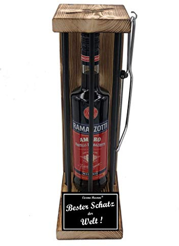 Ramazzotti Schatz Geschenk Schatz Geschenke Männer Frauen - Eiserne Reserve Black Edition Geschenkset Text s/w Bester Schatz der Welt Kräuterlikör (1 x 0.70 l)