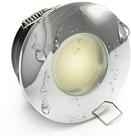 Planetitaly MR16 Spot LED encastrable IP65, éclairage pour cabine de douche, lumière pour salle de bain, hammam, 12 V, 7 W Bianco naturale Silver Cromato