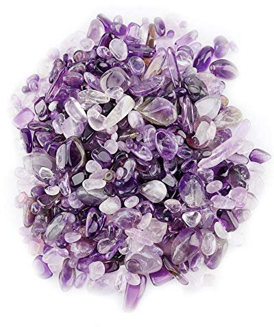 Wifehelper Tumbled Stone Chips Crushed Natural Crystal Quartz Small Crystal Tumble Gemstone 100g Bundle Bags(Purple)